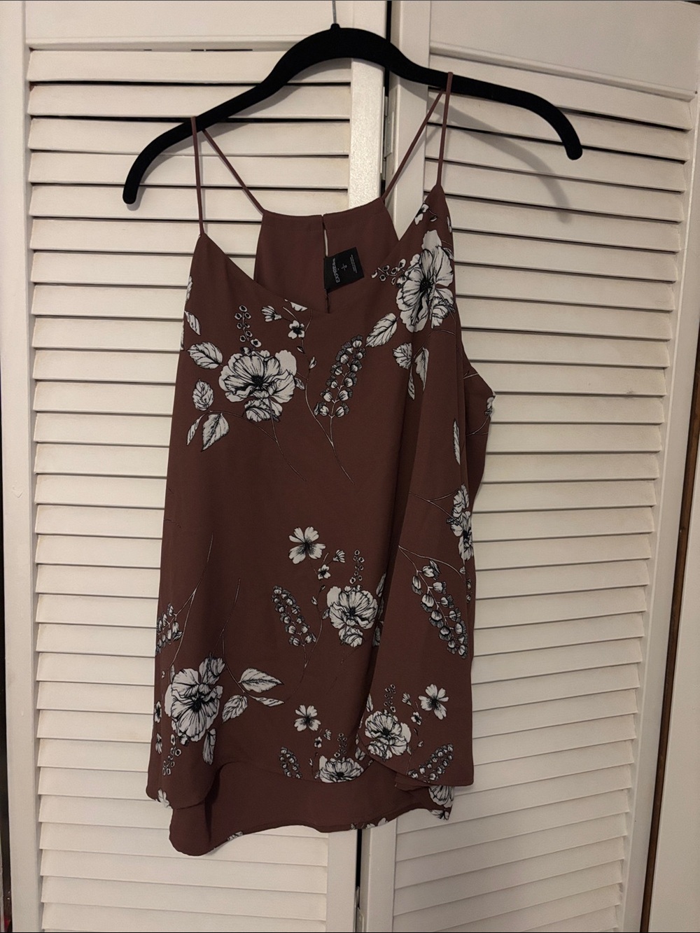 Express Brown Floral Spaghetti-Strap Camisole